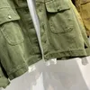 Kvinnor jackor Spring Autumn Safari Style Coat Ladies Oversize Loose Denim Jacka Women Casual Topps Army Green Outerwear Vintage Overcoat 230808