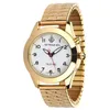 Wristwatches QINGQIAN German Talking Watch Gold And Silver Alloy Case Stainless Steel Strap