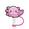 마실 빨대 Cynops Orientalis Pink Salamander st er Topper Sile Accessories Charms 재사용 가능한 Splash Proof Dust Plug Decorative DIY