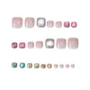 False Nails Colorful Shiny Glitters Toe Nail Full Coverage Stylish Color Matching Fake For Valentine's Day Lover Gift