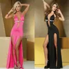 Urban Sexy Dresses Puloru Sexig Deep V-ringen Suspender Long Dress Party Club Elegant Evening Dresses Vestidos Women Rygglös High Slit Maxi Dress 230809