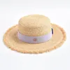 Nouveau chapeau de paille naturel printemps été forme douce chapeaux de soleil pour les femmes ruban arc voyage vacances plage disquette chapeau