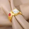 Anillos de racimo de circón cuadrado para mujer, anillo abierto de acero inoxidable chapado en oro para boda, joyería estética, regalos de navidad, Anillos