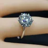 Cluster Rings Classic Wedding Ring For Woman 11mm 5ct VVS Grade D Color Moissanite 925 Silver Can Pass Diamond Testing