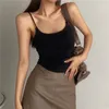 Kvinnors tankar Summer Ice Silk Crop Topps ärmlös Solid Color Camisole Sömlös tank Top med tunna remmar Sexig trådlös underkläder Basic