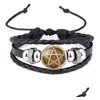 Charm armband forntida Egypten Pentakel mystisk skylt för kvinnor män vintage retro pentagram läder wrap bangle mode smycken droppe dhg68