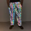 Men's Pants Joggers Sweatpants Men Safety Reflective Pants Plus Size High Elastic Colourful Rainbow Starry Night Print Oversize Trousers 230808