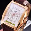 A buon mercato nuovo cronografo volante B data quadrante bianco cronografo al quarzo Miyota orologio da uomo cassa in oro rosa cinturino in pelle nera orologi Pur284H