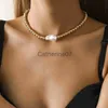 Pendant Necklaces 2022 New Fashion Baroque Pearl Chain Necklace Women Collar Wedding Punk Toggle Clasp Circle Lariat Bead Choker Necklaces Jewelry J230809