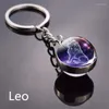 Keychains unisex 12 Constellation Keychain Sphere Crystal Key Rings Scorpio Aquarius Leo Aries Birthday Presentes smycken