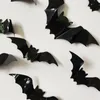 Andra evenemangsfestleveranser 16st Halloween 3D Black Bat Wall -klistermärken Borttagbara DIY -dekoration De dekoration Horror Bats 230808