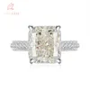 IsRabbit Plaqué Or 18K Radiant Cut 10 12MM Créé Tech Synthétique Diamant Gemstone Anneau De Luxe Bijoux Drop 230808