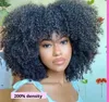 Afro Kinky Krullend Pruik Met Pony Volledige Machine Gemaakt Korte Pruik 180 Dichtheid 4B 4C Braziliaanse Kort Krullend Menselijk Haar pruik Voor Vrouwen