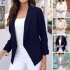Kadınlar Koyu Renkli Ceket Şık Lady Uzun Kollu Açık Dikiş Hırka Kadınlar için İnce Gevşek İş Resmi Oldy Oldu Stil Sonbahar