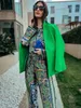 Женские костюмы Blazers Kondala Vintage Green Floral Women Женщины с длинными рукавами.