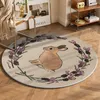 Kawaii Konijn Bloemen Ronde Vloermat Cartoon Dier Tapijt Zacht Badkleed voor Woonkamer Kind Slaapkamer Nachtkastje Tapijt room Decor HKD230809