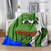 Blankets Swaddling 3D Pepe Frog Face Cartoon Blanket for Home Bedroom Sofa Picnic Travel Office Rest Cover Children's Blanket Z230809