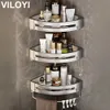 Badezimmerregale VILOYI Wandmontage ohne Bohren Platz Aluminium Dusch-Eck-Caddy Lagerregal Mehrschichtiges Küchen-Organizer-Rack 230809