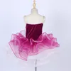 Stage Wear Roze Fluwelen Bloem Ballet Tricot Prestaties Dans Jurk Professionele Competitie