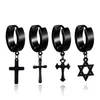 Dangle Chandelier Titanium Steel Cross Star Drop Fake Piercing Punk Earrings Men Hypoallergenic Non-Piercing Clip On Hoop Ear Rings Dh8Hg