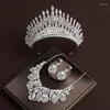 Halskette-Ohrringe-Set voller exquisiter Qualität, geheimnisvoll, bezaubernd, silberfarbene Damen-Hochzeitskrone, 4-tlg