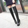 Ultra-High Stiletto Pu Waterproof Platform Over The Knee Boots Winter Warmth Thick Hair Round-Toed WomenS Over-The-Knee Boots L230704