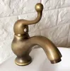 Bathroom Sink Faucets Retro Antique Brass Washbasin Faucet Single Handle 1 Hole Deck Mounted Lavatory Cold Water Taps Dnf394