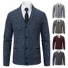 Suéteres Masculinos Malha Cardigan Primavera E Outono Suéter Coreano Decote em V Slim Fit Casual Tendência Casaco Top Masculino