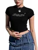 女性のTシャツ女性SヴィンテージY2Kグラフィックプリントクロップトップ夏のパーティーやストリートウェアのためのスタイリッシュな半袖美学Tシャツ