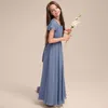 Девушка платья yzymanualroom Junior Bridesmaid Dress Основное квадратное этаж шифоновый вечерний элегантный тонкий банкетный платья