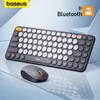 Ratos Baseus Mouse Teclado de computador sem fio Bluetooth e Combo com Nano Receptor USB de 24 GHz para PC Tablet Laptop 230808