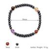 Anklets 3 Pcs Magnetic Hematite Anklet Handmade Crystal Decor Beads Man Women's