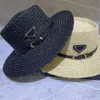 Sommarmodemärke hink hink hattar designer strå hatt läder nål spänne bindande kant strand sol mössa kvinnor gräs Braid breda bror mössor