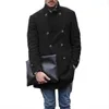 Jaquetas masculinas 2023 casaco masculino britânico comprimento médio manga comprida lã primavera e outono trincheira na moda