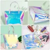 Borse portaoggetti Clear Tote Borsa a tracolla olografica Shopping da spiaggia impermeabile di grande capacità per ragazza