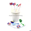 Drinking Straws National Flag Pattern Soft Sil St Toppers Accessories Charms Reusable Splash Proof Decorative Suit For 8Mm In Tumbler Cup P