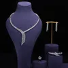 Conjuntos de joias de casamento 2023 elegante AAA zircônia cúbica 4 peças conjunto de noiva Dubai feminino acessórios para festas design 230808