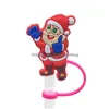 Drinking Straws Custom Christmas Sile St Toppers Accessories Er Charms Reusable Splash Proof Dust Plug Decorative 8Mm Party Drop Delivery H