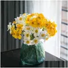 Decorative Flowers Wreaths Daffodils Simation Flower Bouquet High-Grade Arrangement Living Room Desktop Floral Home Decoration Fake Dh8Ck