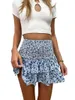 Rokken Womens High Elastic Waisted Plisse Ruffle Cute Shorts Beach Flowy Casual S-XL