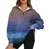 Women's Hoodies Womens Oversized Half Zip Pullover Long Sleeve BlingBling Gradient Print Sweatshirt Quarter Vintage Jogging Outfits Exercise