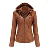 الجلود النسائية S-4XL Womens Faux Pu Jacket Spring Autumn Female Coated Shipper اثنين