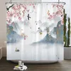 Toothbrush Holders Flowers and Birds pattern Shower Curtain 3D Bath Screen Waterproof Fabric Bathroom Decor 240X180cm With Hook Curtains 230809