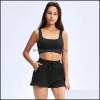 Yoga Outfit Fitness Supplies Sports En Plein Air Femmes 2 Pcs Ensemble Sport Costume Gymwear Vêtements D'entraînement Sans Manches Soutien-Gorge Gym Crop Top Taille Haute Porter