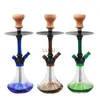 Sy Frosted Glass Shisha 담장 흡연수 파이프 금속 핀처 세라믹 그릇 Chichas Narguile 흡연 파이프 HKD230809와 전체 세트