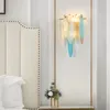 Wall Lamp Modern Light Luxury Blue Glass Corridor Bedroom Bedside Living Room Background Factory Wholesale