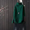 Kvinnors tröjor Spring Autumn Turtleneck Pullover tröja Löst mode All-Match Western Style Casual Long-Sleeved Soft Keep Warm