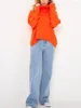 Kvinnors tröjor 2023 Autumn Winter Turtleneck tröja för tjej Basic mjuk stickad överdimensionerad blå tröjor tjock stickad topp jumper
