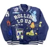 Mens Jackets High Street Baseball Men Women 1 Quality Cartoon Letter Embroidery Oversized Blue Varsity Coat Autumn 230809