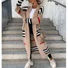 Femmes Tricots Tees Taille SXXL Printemps Rayé Patchwork Long Tricoté Cardigan Femmes Automne Lâche Survêtement Maxi Y2k Manteau Doux Veste pull 230808